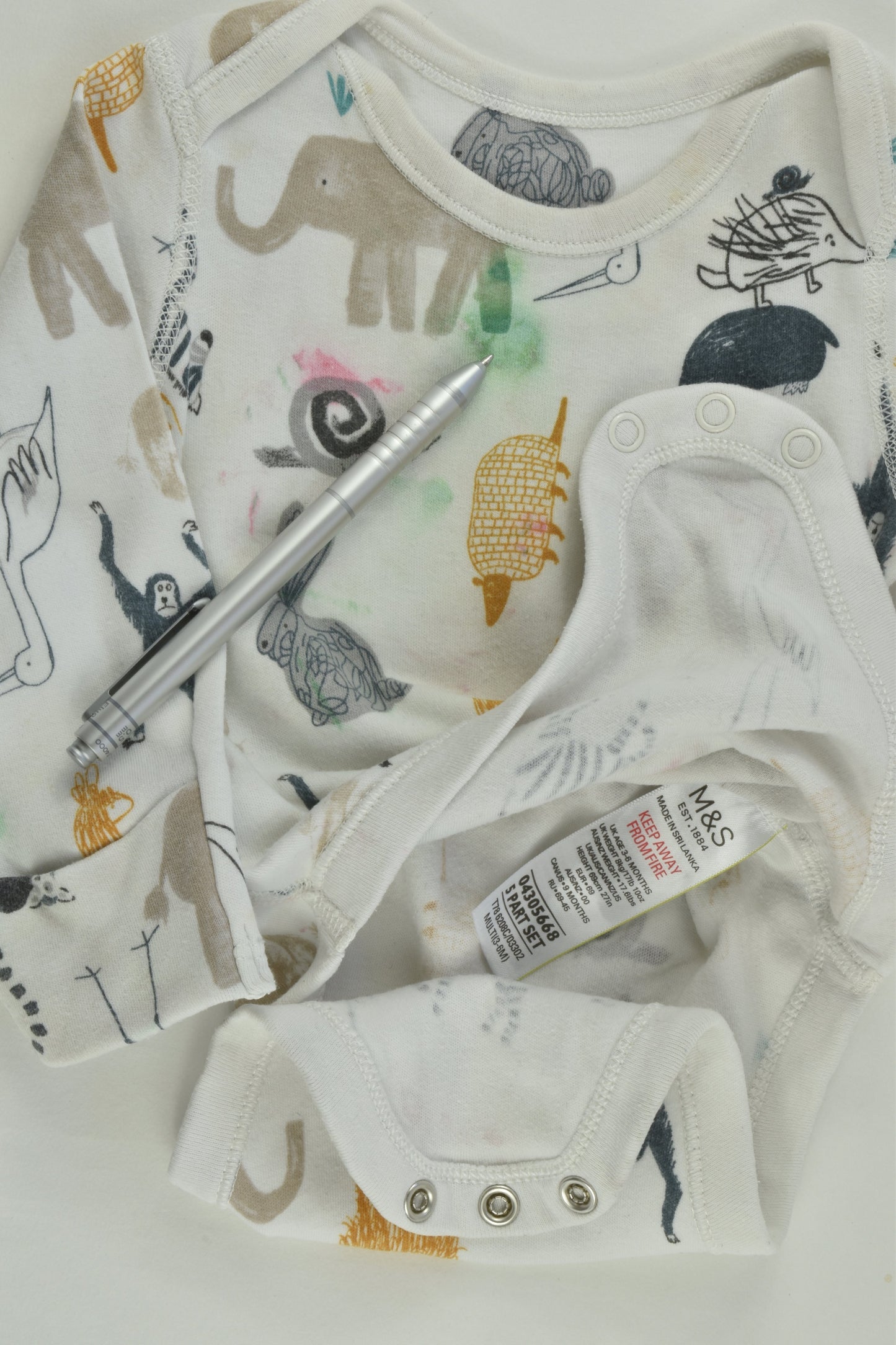 Marks & Spencer Size 00 (3-6 months) Animals Bodysuit