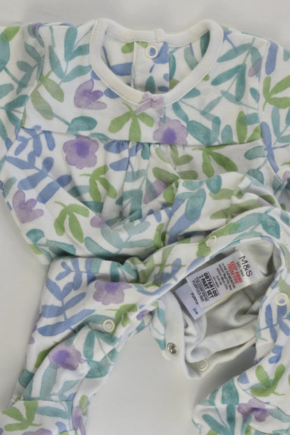 Marks & Spencer Size 00 (3-6 months) Floral Footed Romper