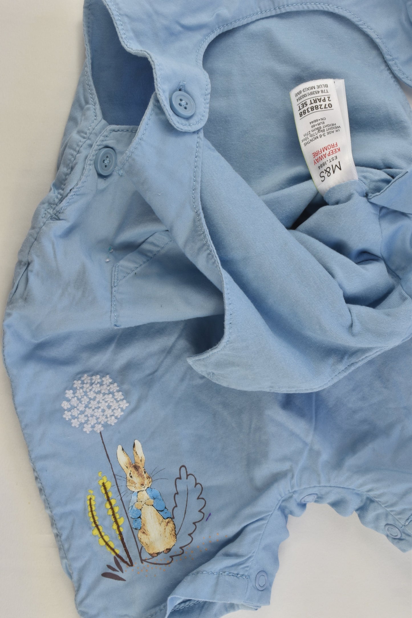 Marks & Spencer Size 00 (3-6 months) Peter Rabbit Lined Short Overalls