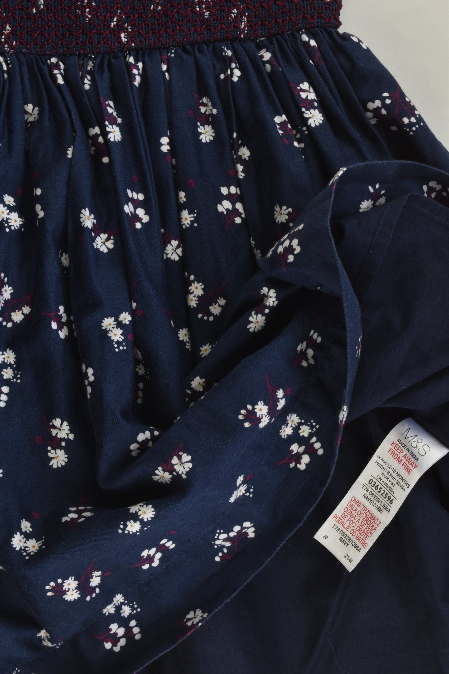 Marks & Spencer Size 1 (12-18 months) Lined Smocked Dress