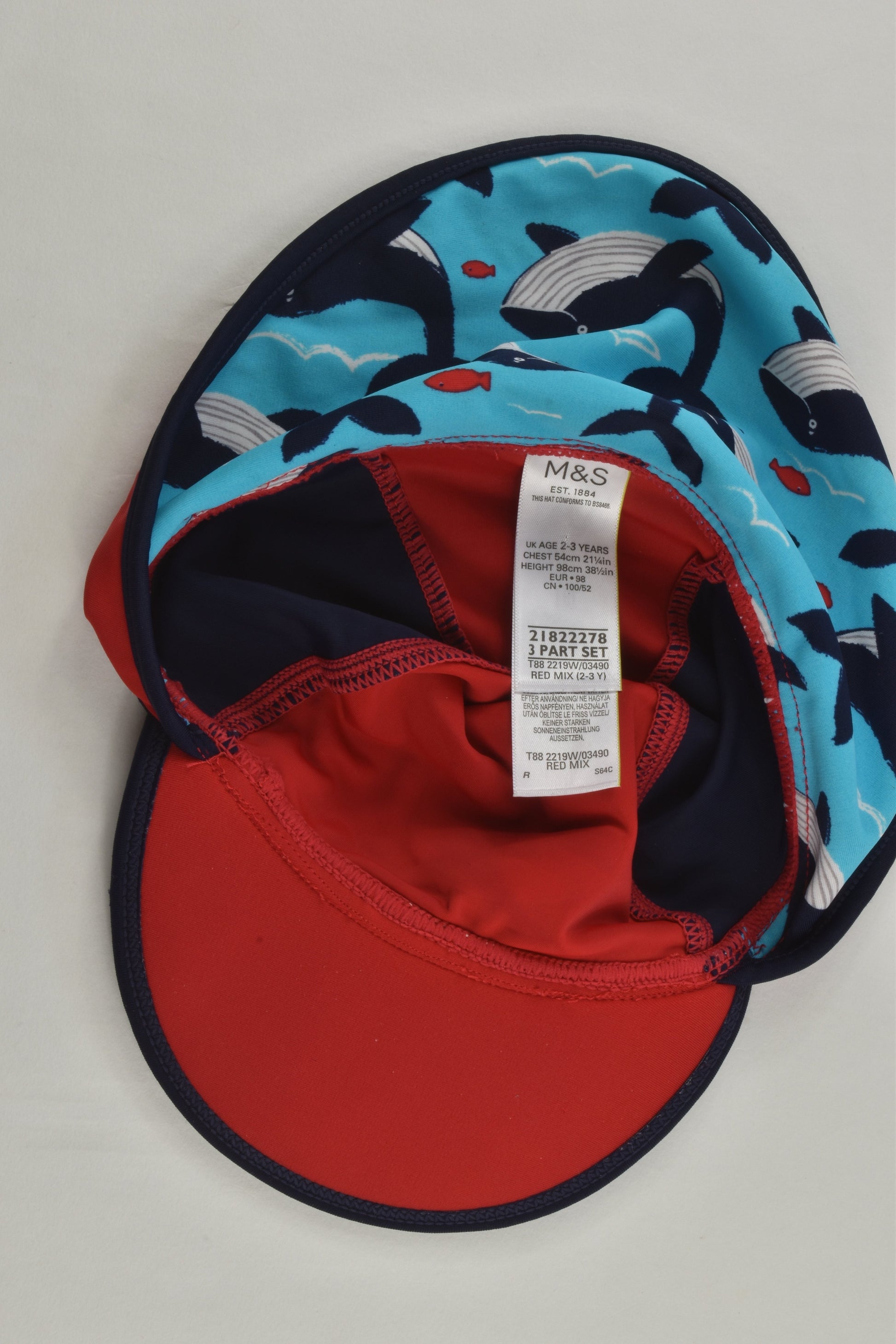 Marks & Spencer Size 2-3 (98 cm) Whale Rashie Top and Hat