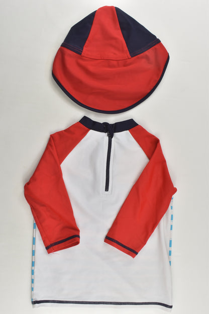 Marks & Spencer Size 2-3 (98 cm) Whale Rashie Top and Hat