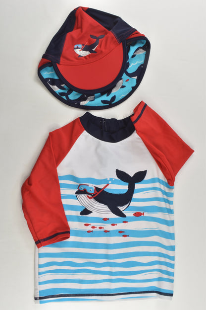 Marks & Spencer Size 2-3 (98 cm) Whale Rashie Top and Hat