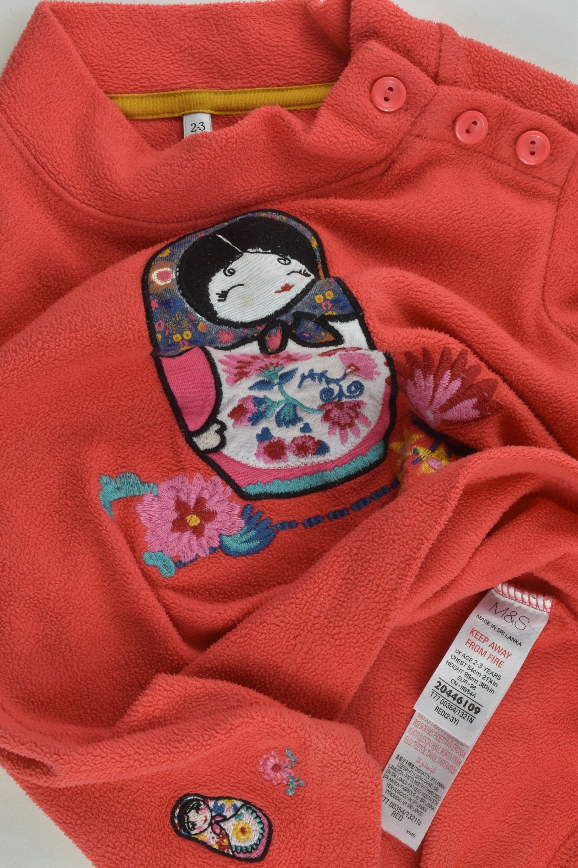 Marks & Spencer Size 2-3 Matryoshka Fleece Jumper