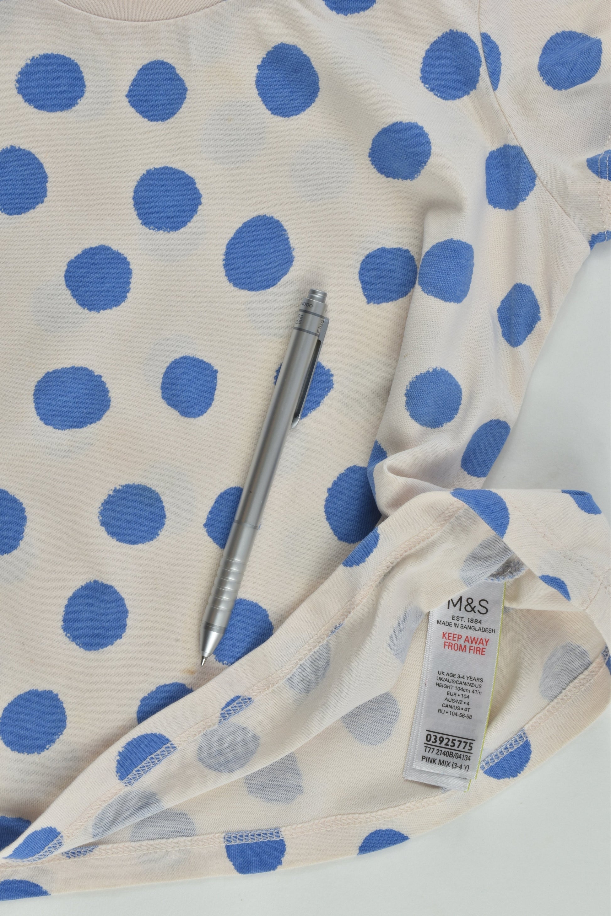 Marks & Spencer Size 3-4 (104 cm) Polka Dots T-shirt