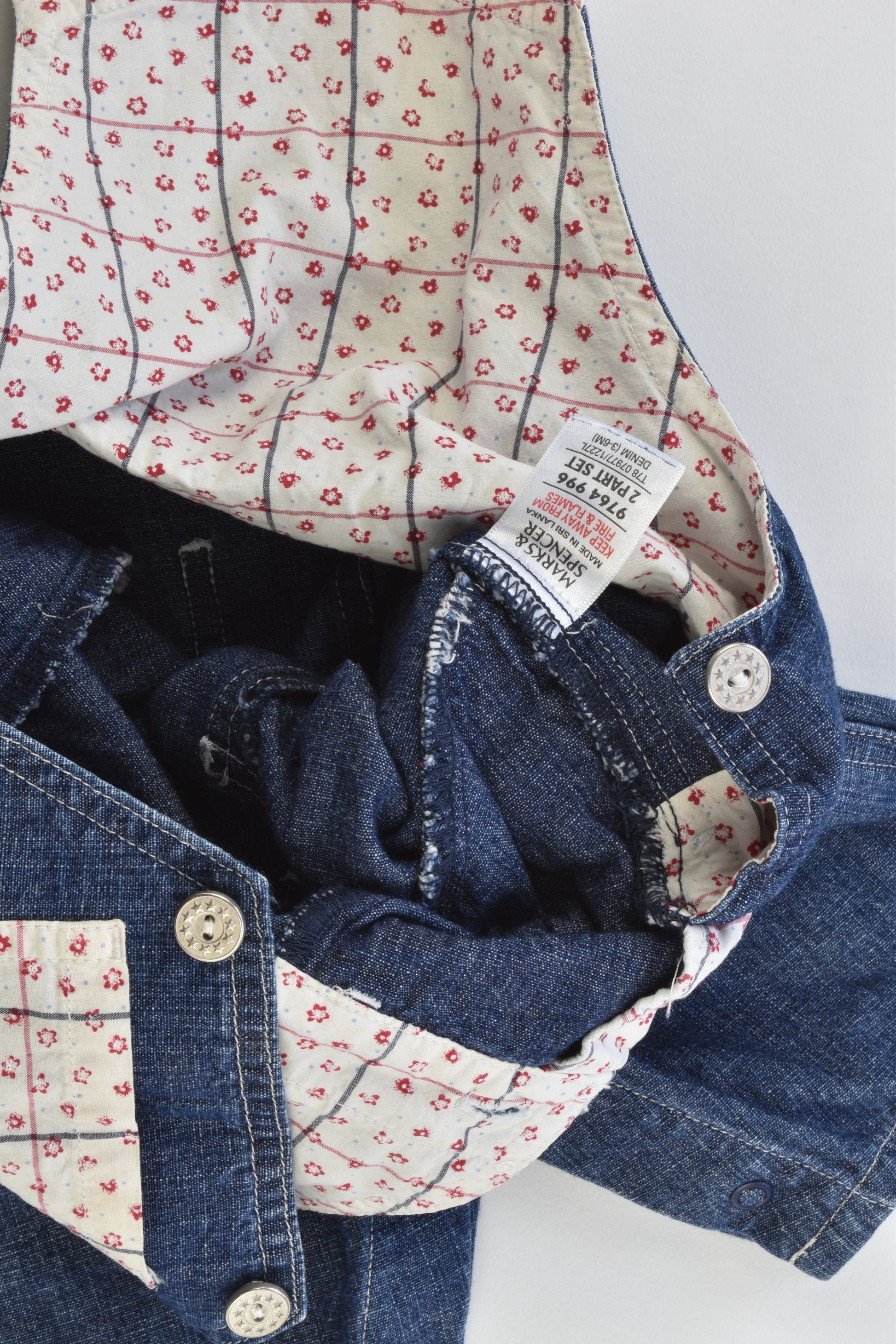 Marks & Spencer Size 3-6 months (Generous) Soft Denim Overalls