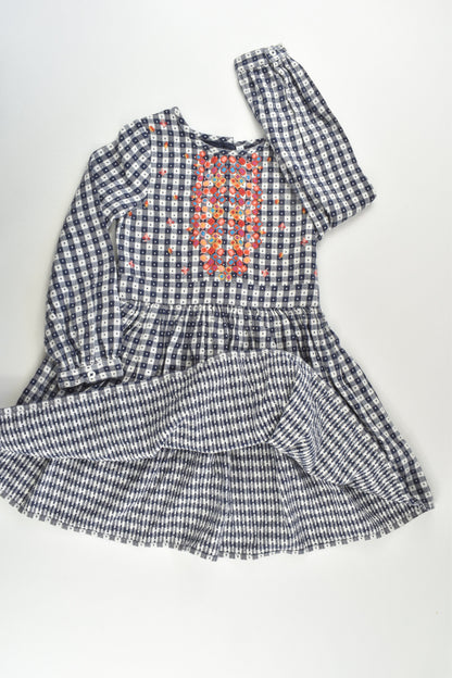 Marks & Spencer Size 5-6 (116 cm) Checked Dress with Colourful Embroidery