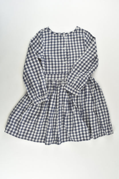 Marks & Spencer Size 5-6 (116 cm) Checked Dress with Colourful Embroidery