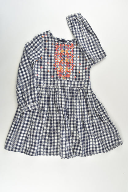 Marks & Spencer Size 5-6 (116 cm) Checked Dress with Colourful Embroidery