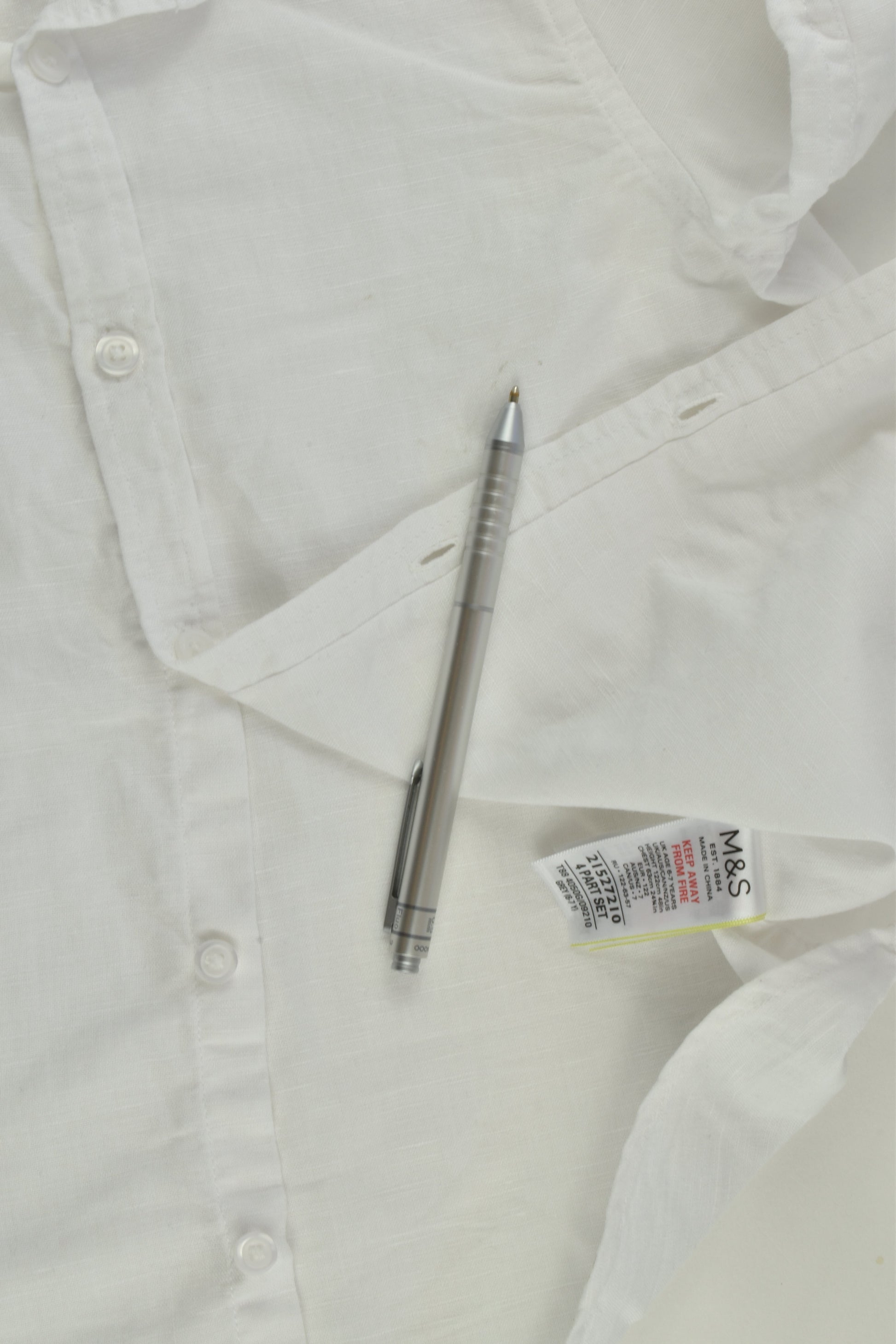 Marks & Spencer Size 6-7 (122 cm) Linen/Cotton Shirt