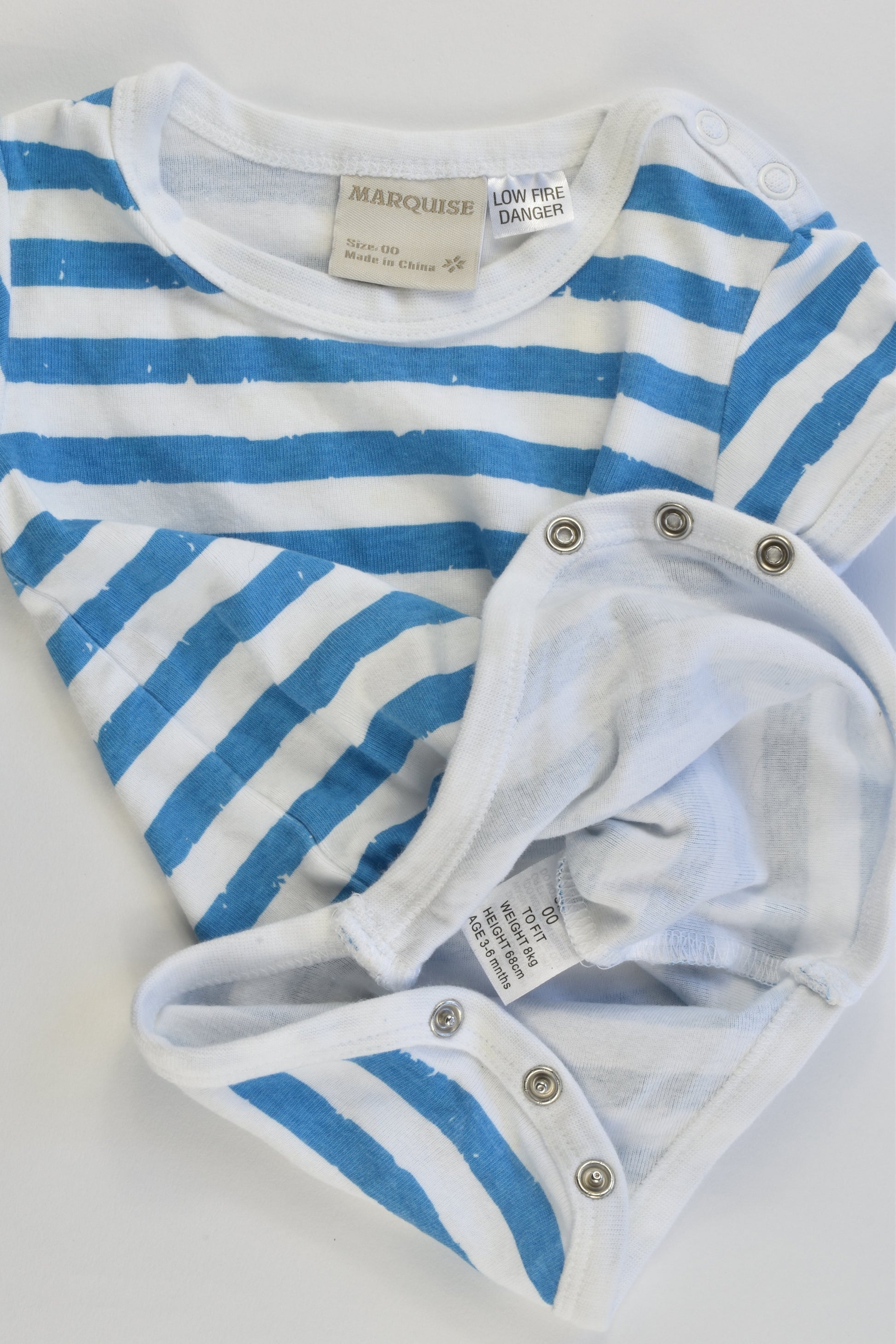 Marquise Size 00 Striped Short Sleeve Bodysuit