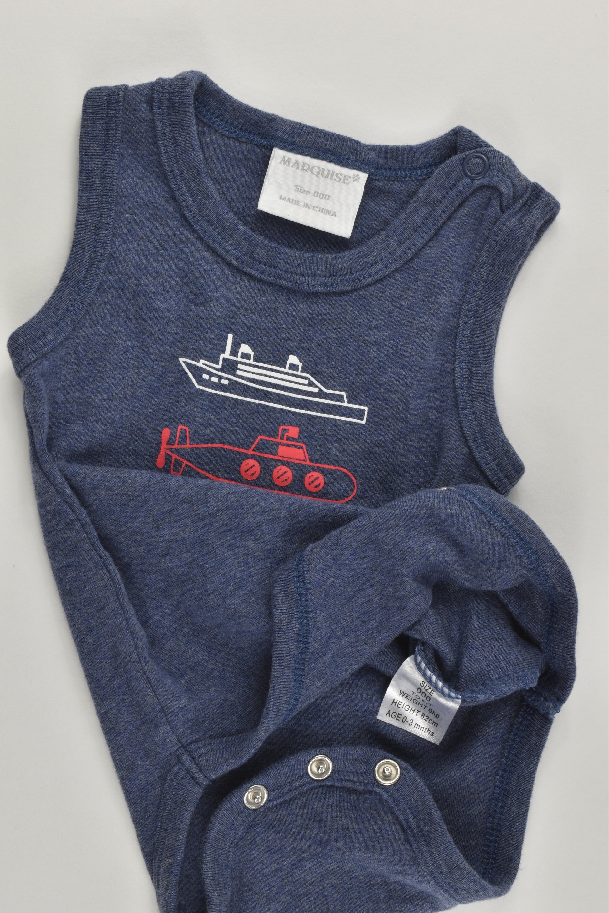 Marquise Size 000 (0-3 months, 62 cm) Boats Sleeveless Bodysuit