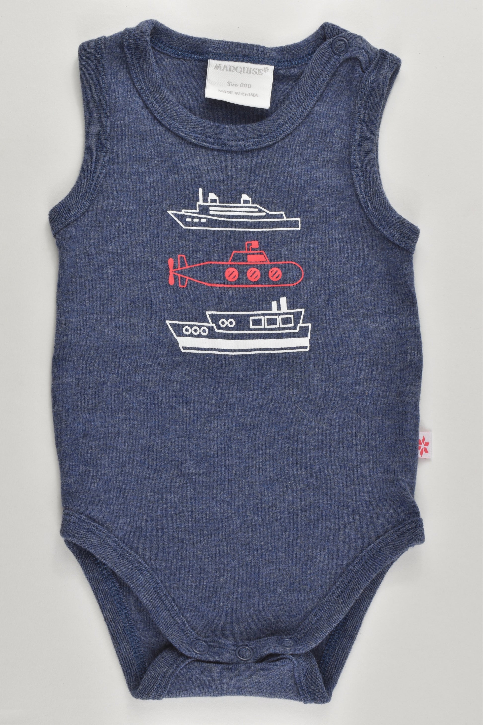 Marquise Size 000 (0-3 months, 62 cm) Boats Sleeveless Bodysuit