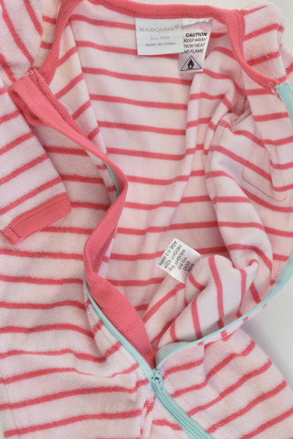 Marquise Size 000 Striped Footed Terry Romper