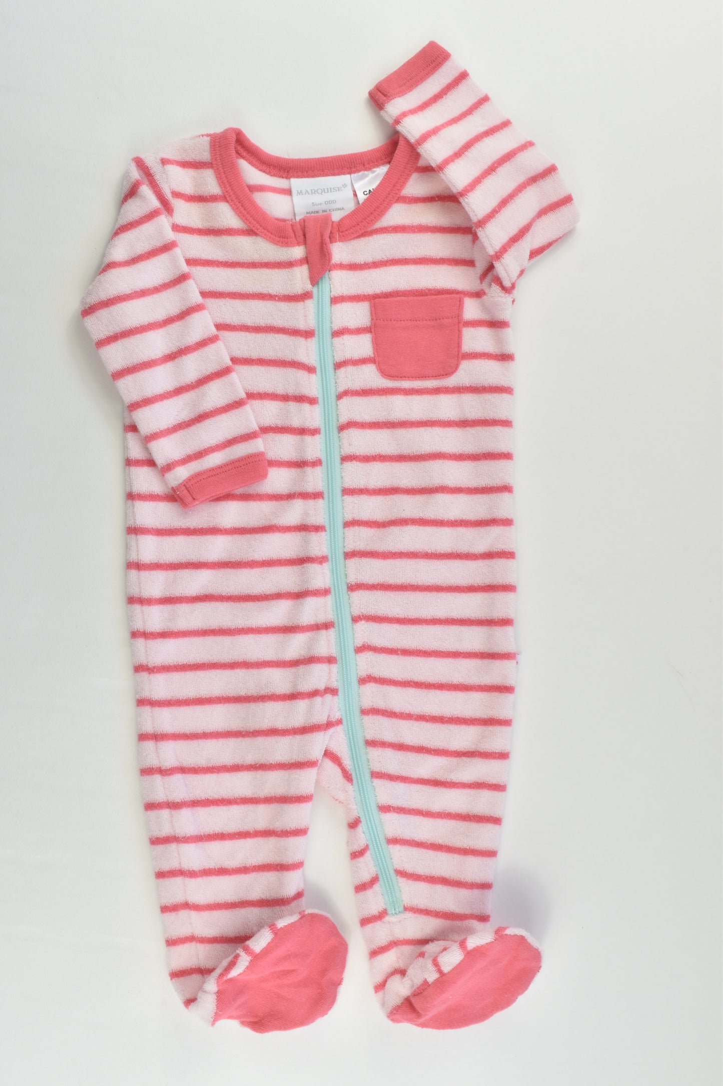 Marquise Size 000 Striped Footed Terry Romper