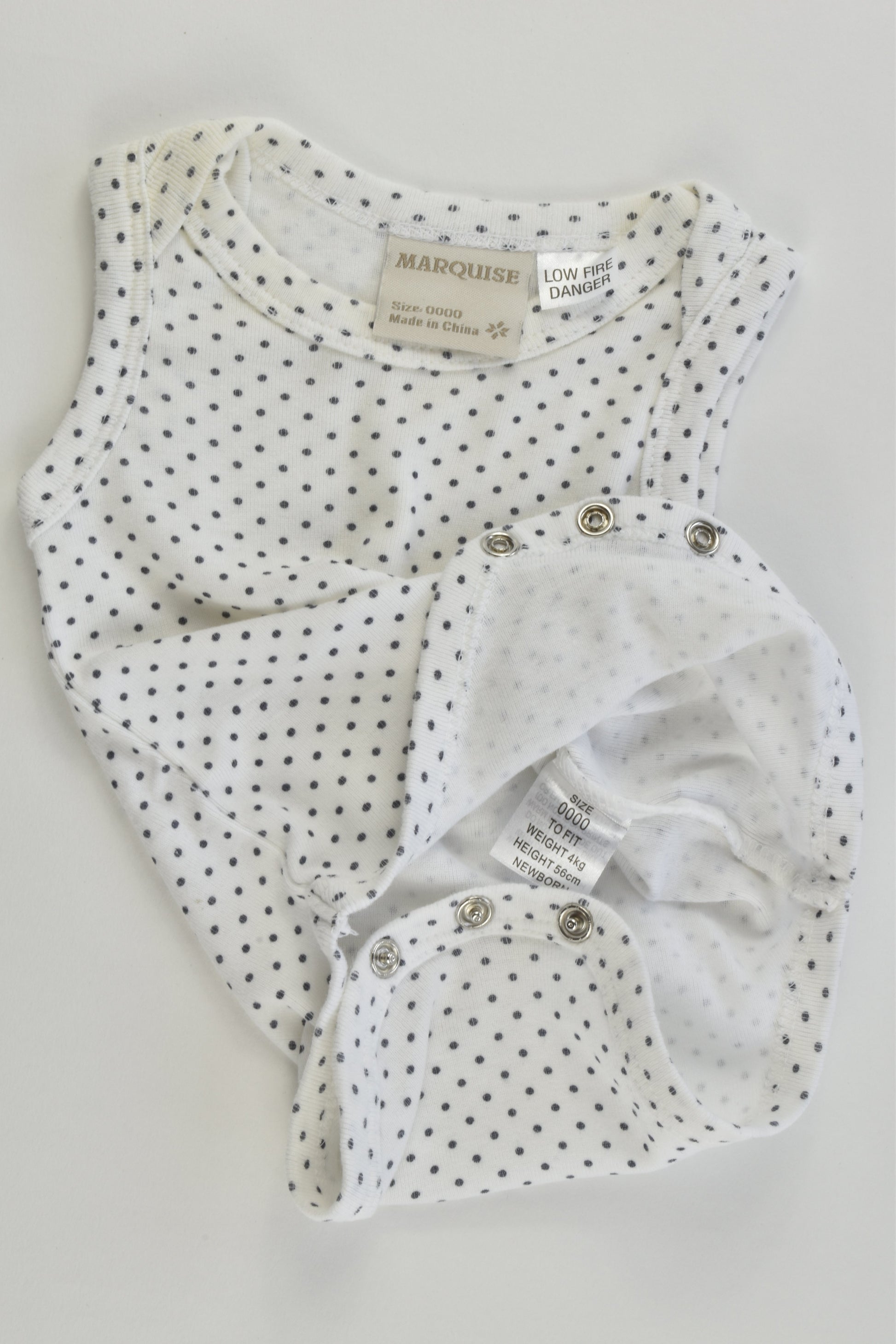 Marquise Size 0000 Dotted Sleeveless Bodysuit