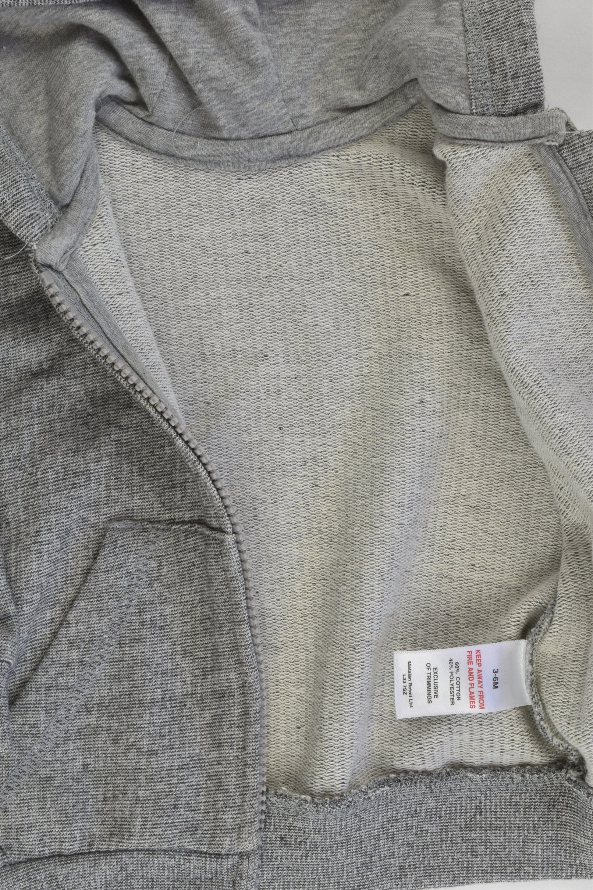 Matalan Size 00 (3-6 months) Grey Hooded Jumper