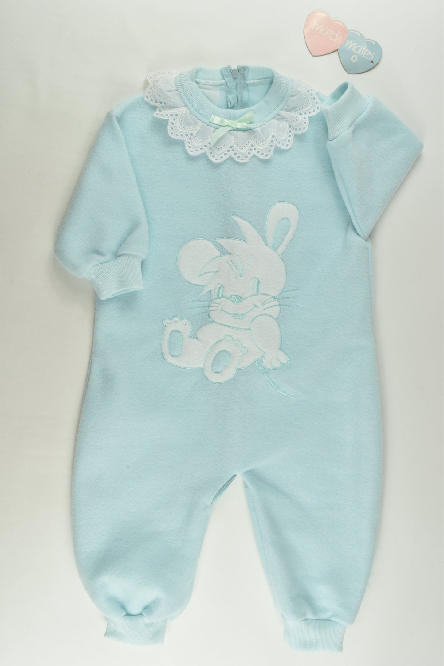 Match Mates Size 0 Vintage Mouse Fleece Playsuit