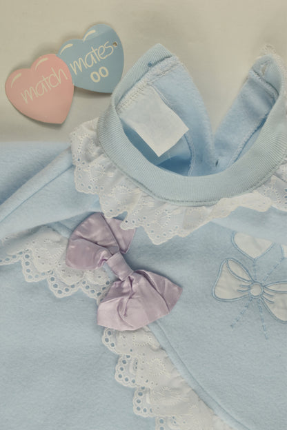 Match Mates Size 00 Vintage Bow and Lace Fleece Playsuit