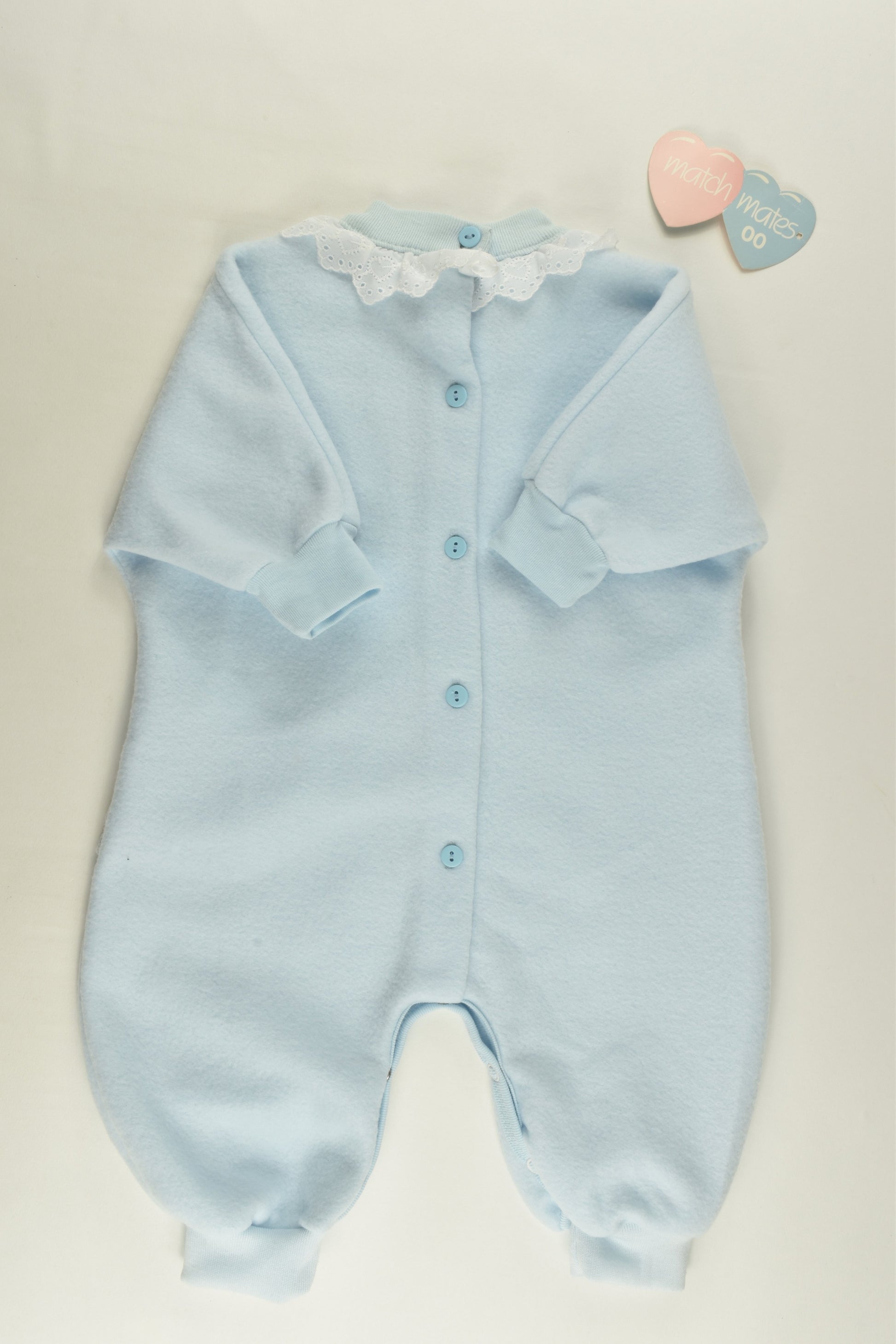 Match Mates Size 00 Vintage Bow and Lace Fleece Playsuit