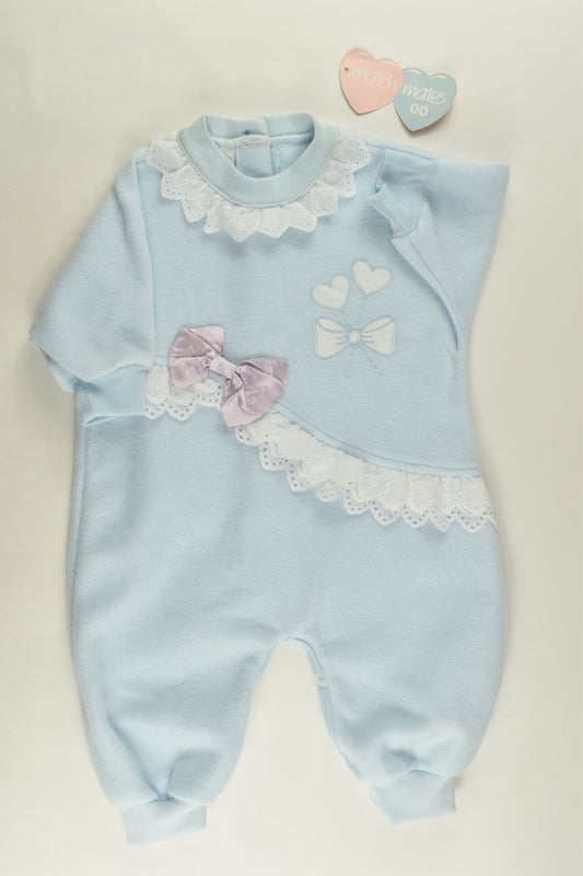Match Mates Size 00 Vintage Bow and Lace Fleece Playsuit
