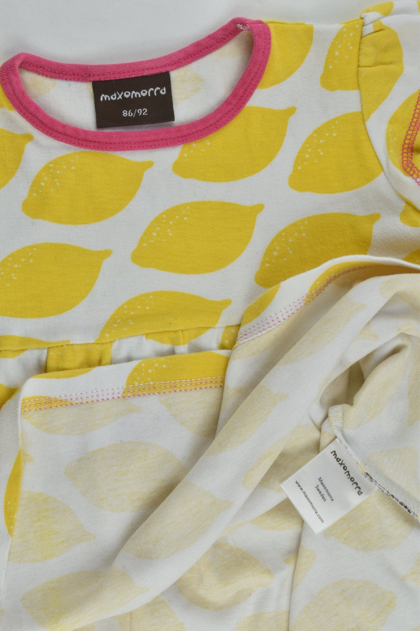 Maxomorra Size 1/2 (86/92 cm) Lemon Dress