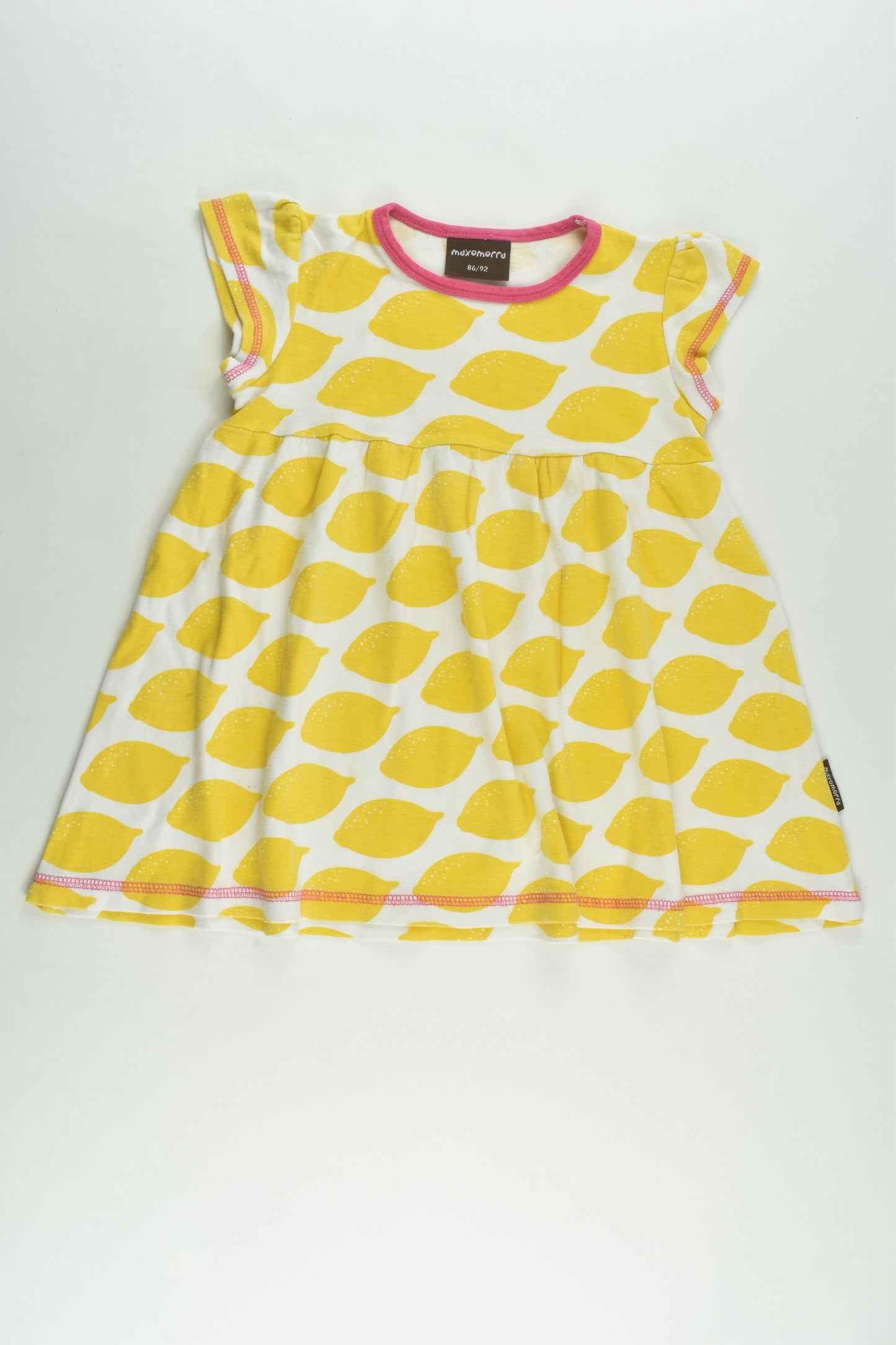 Maxomorra Size 1/2 (86/92 cm) Lemon Dress
