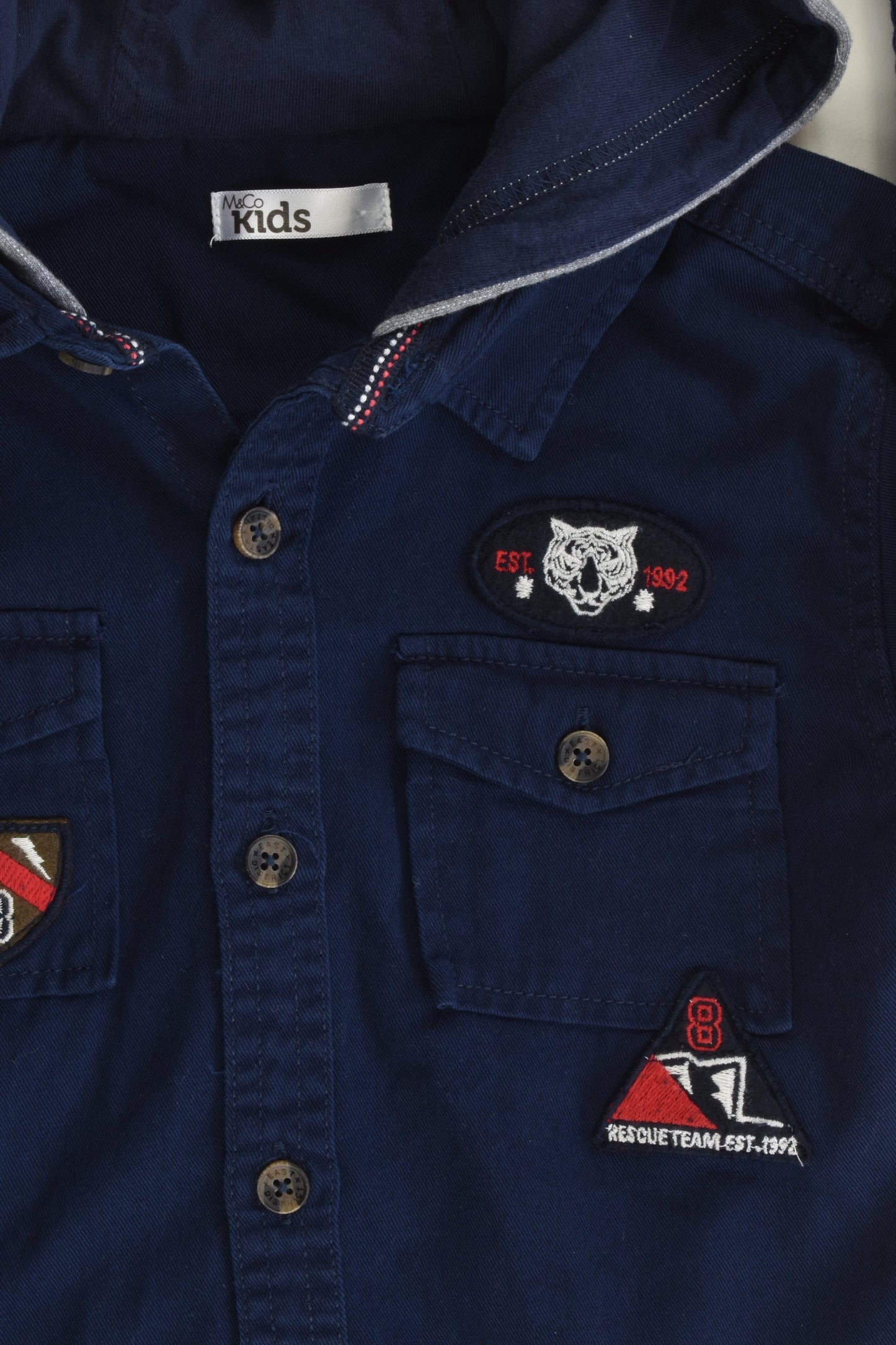 M&Co Kids Size 7-8 (128 cm) Hooded Casual Shirt