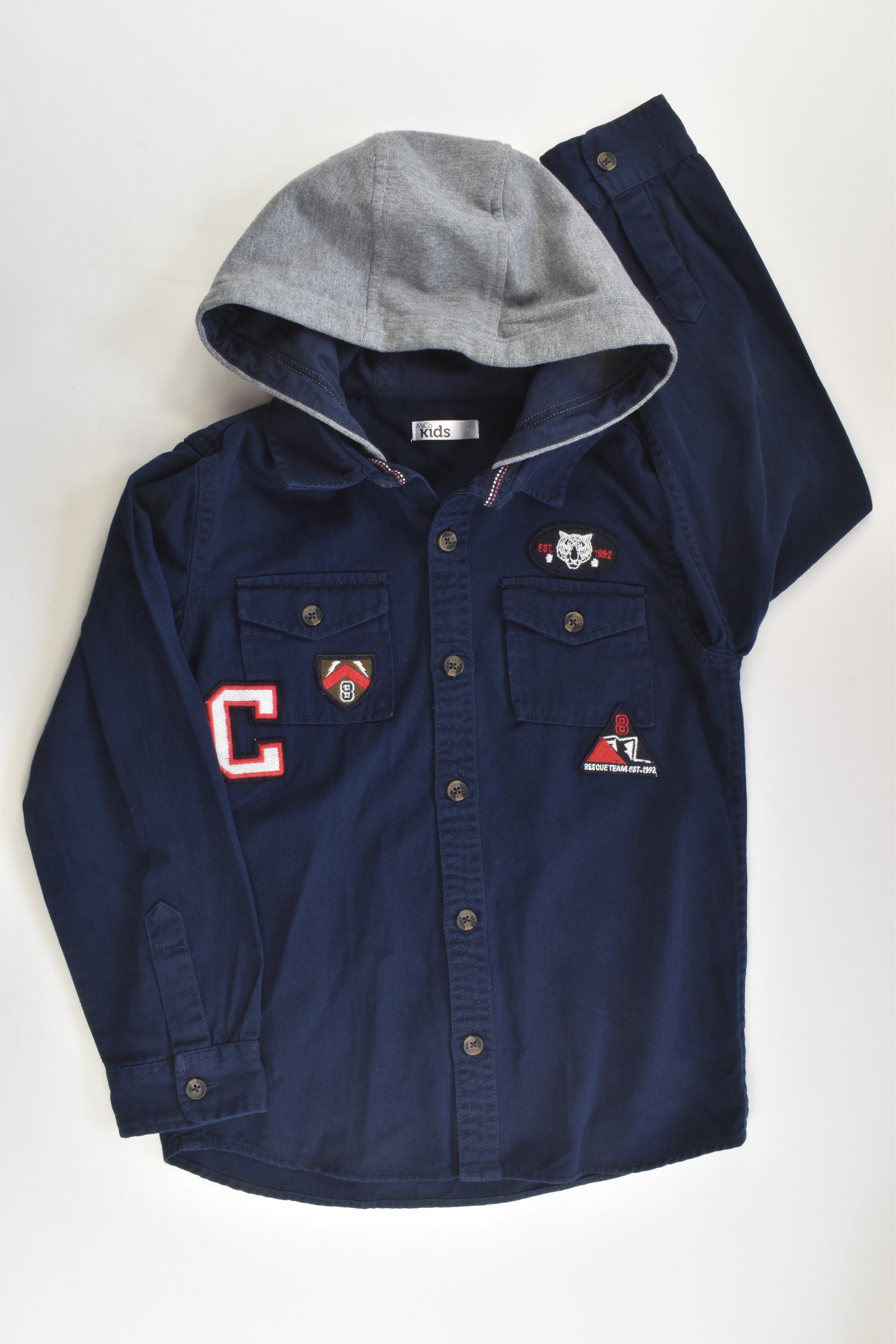 M&Co Kids Size 7-8 (128 cm) Hooded Casual Shirt