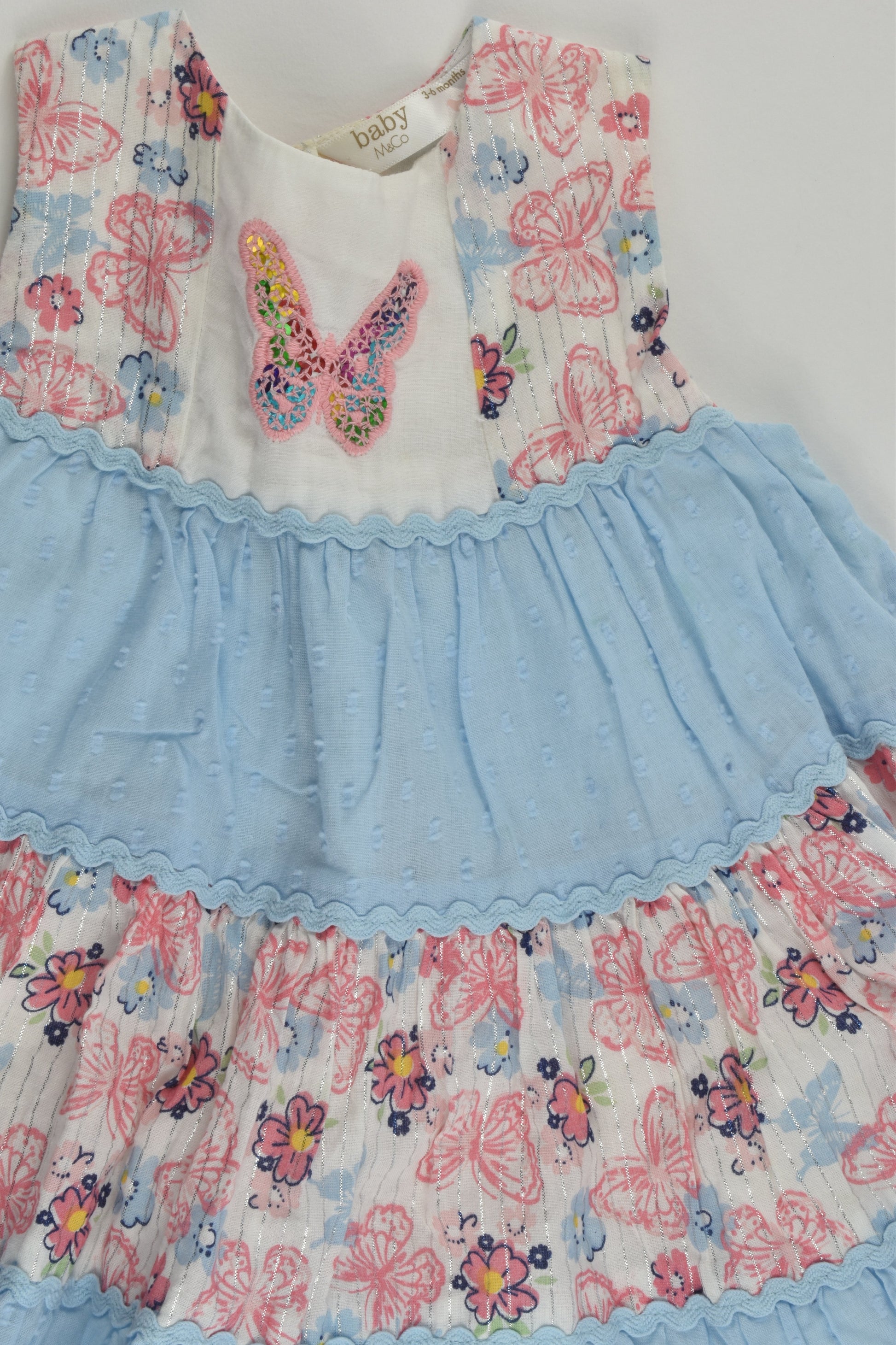 M&Co Size 00 (3-6 months) Lined Butterfly Dress
