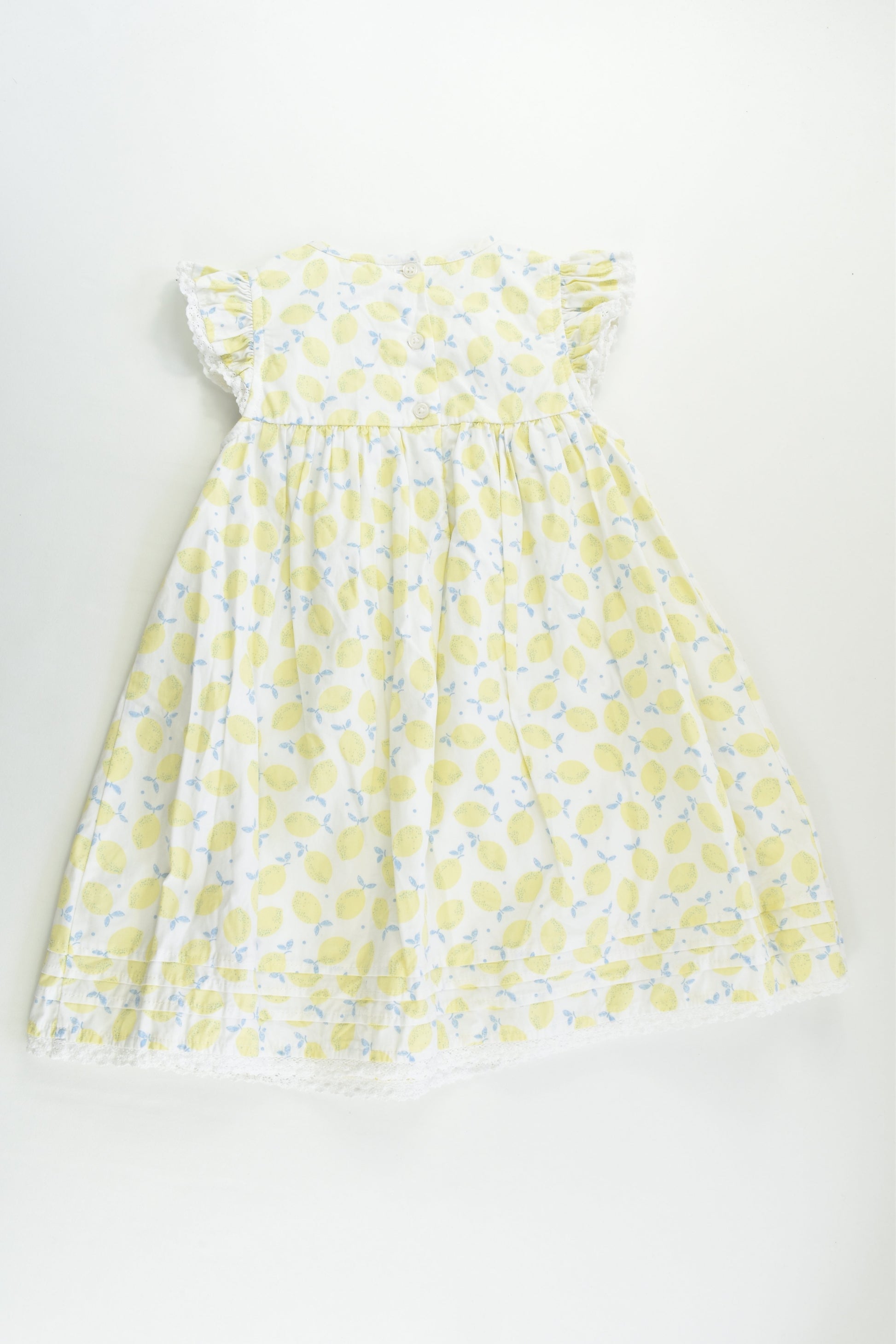 M&Co Size 2-3 (98 cm) Lined Smocked Lemon Dress