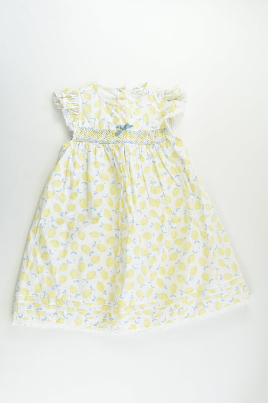 M&Co Size 2-3 (98 cm) Lined Smocked Lemon Dress
