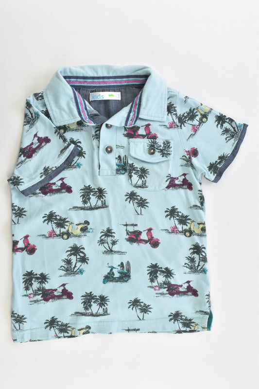 M&Co Size 3-4 (104 cm) Vespas and Palm Trees Collared T-shirt