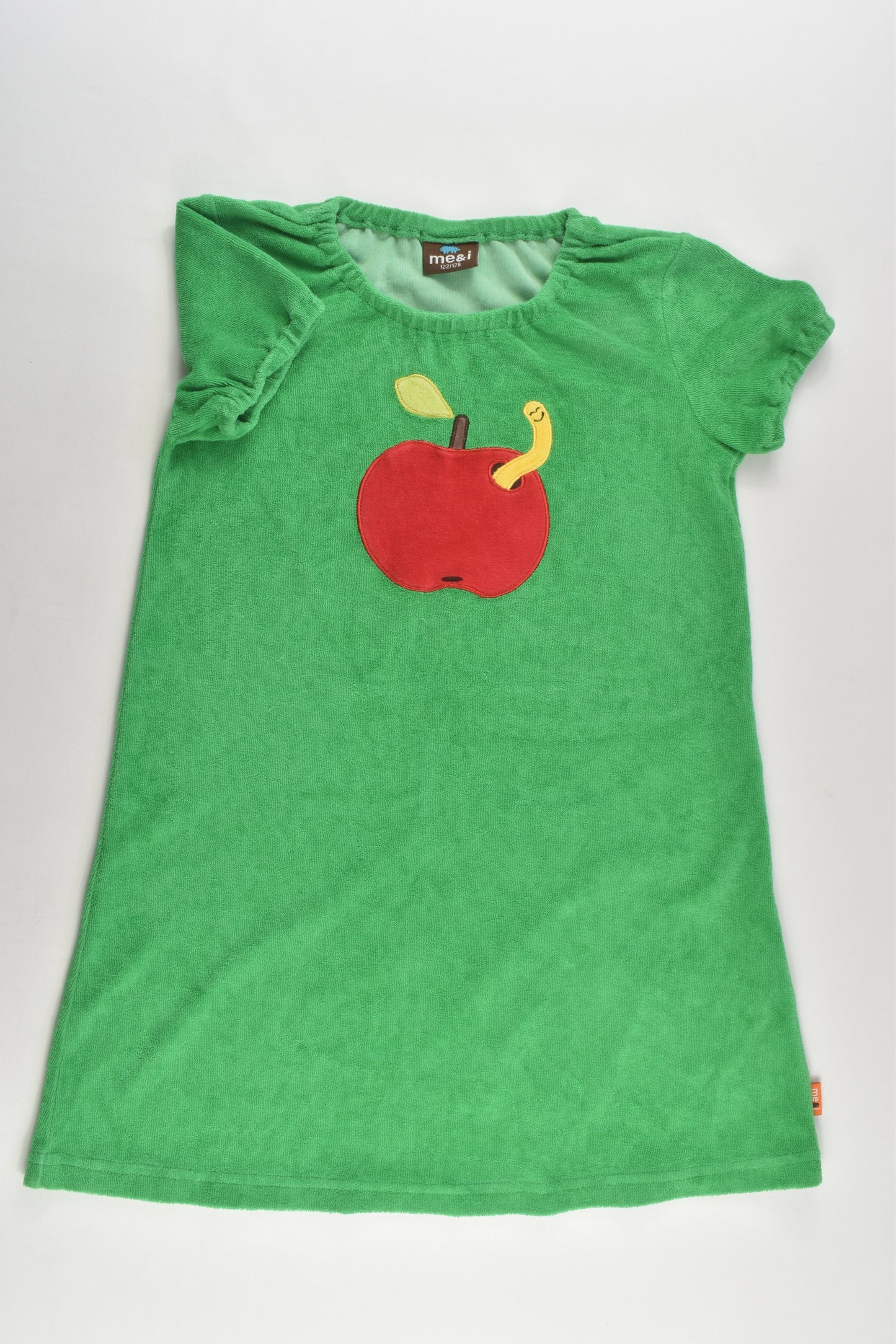 Me&i Size 7-8 (122/128 cm) Apple and Worm Terry Dress
