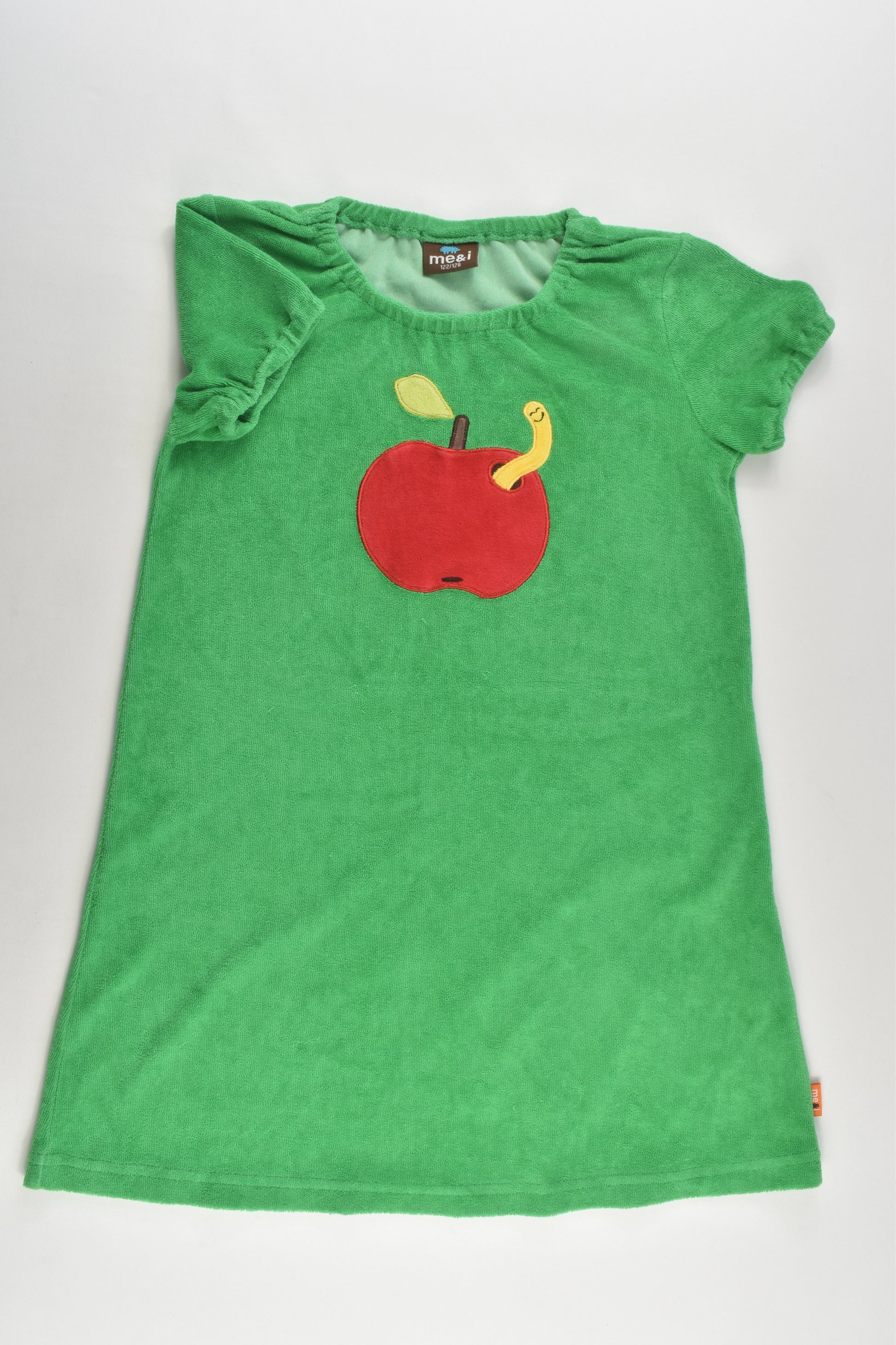 Me&i Size 7-8 (122/128 cm) Apple and Worm Terry Dress