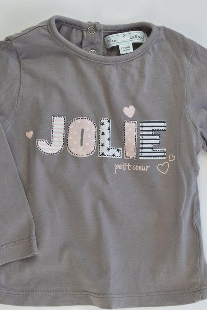 Mes Petits Cailloux (France) Size 0 (12 months, 74 cm) 'Jolie Petit Coeur' Top