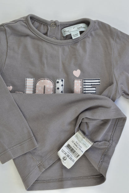 Mes Petits Cailloux (France) Size 0 (12 months, 74 cm) 'Jolie Petit Coeur' Top