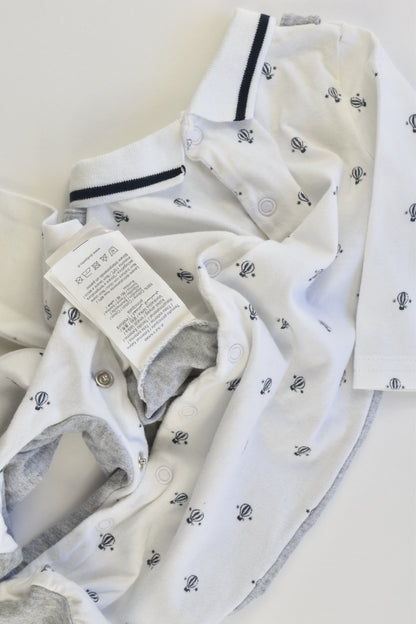 Mignolo (Italy) Size 000 (3 months, 62 cm) "Pronto Ad Esplorare Il Mondo" Footed Romper with Bow