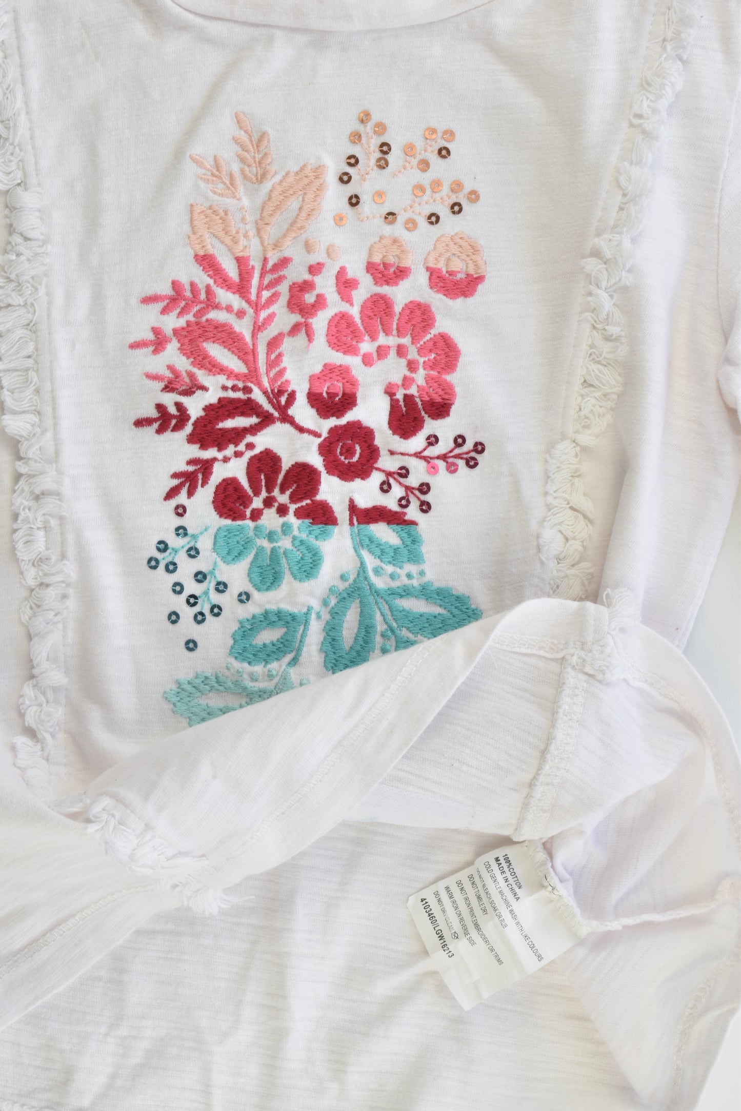 Milkshake Size 4 Top with Floral Embroidery
