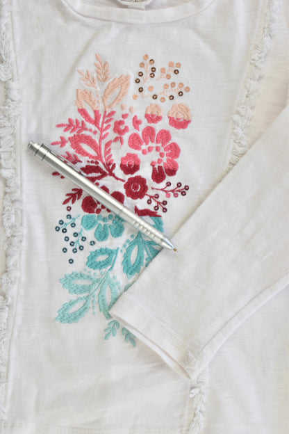 Milkshake Size 4 Top with Floral Embroidery