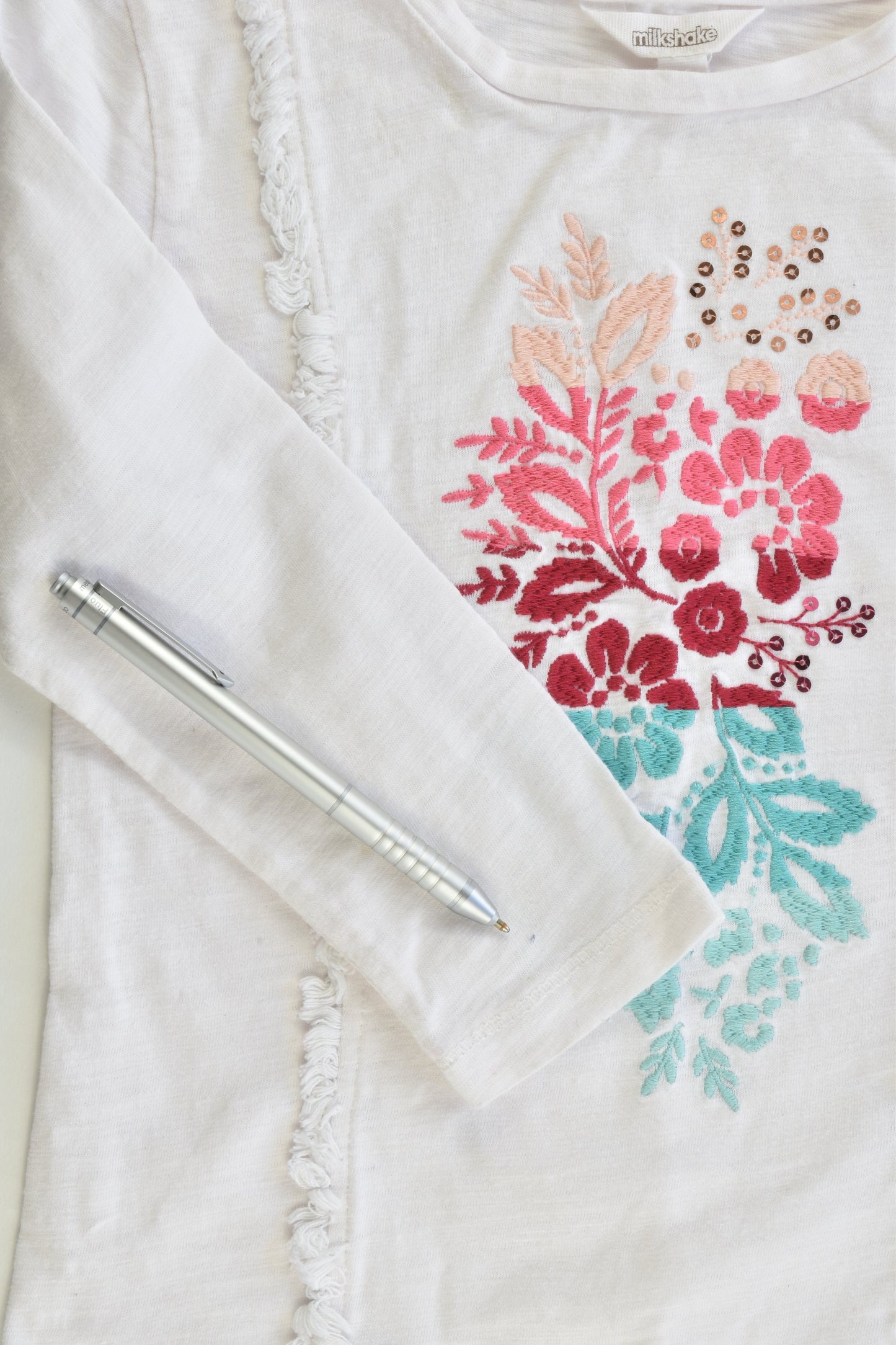 Milkshake Size 4 Top with Floral Embroidery
