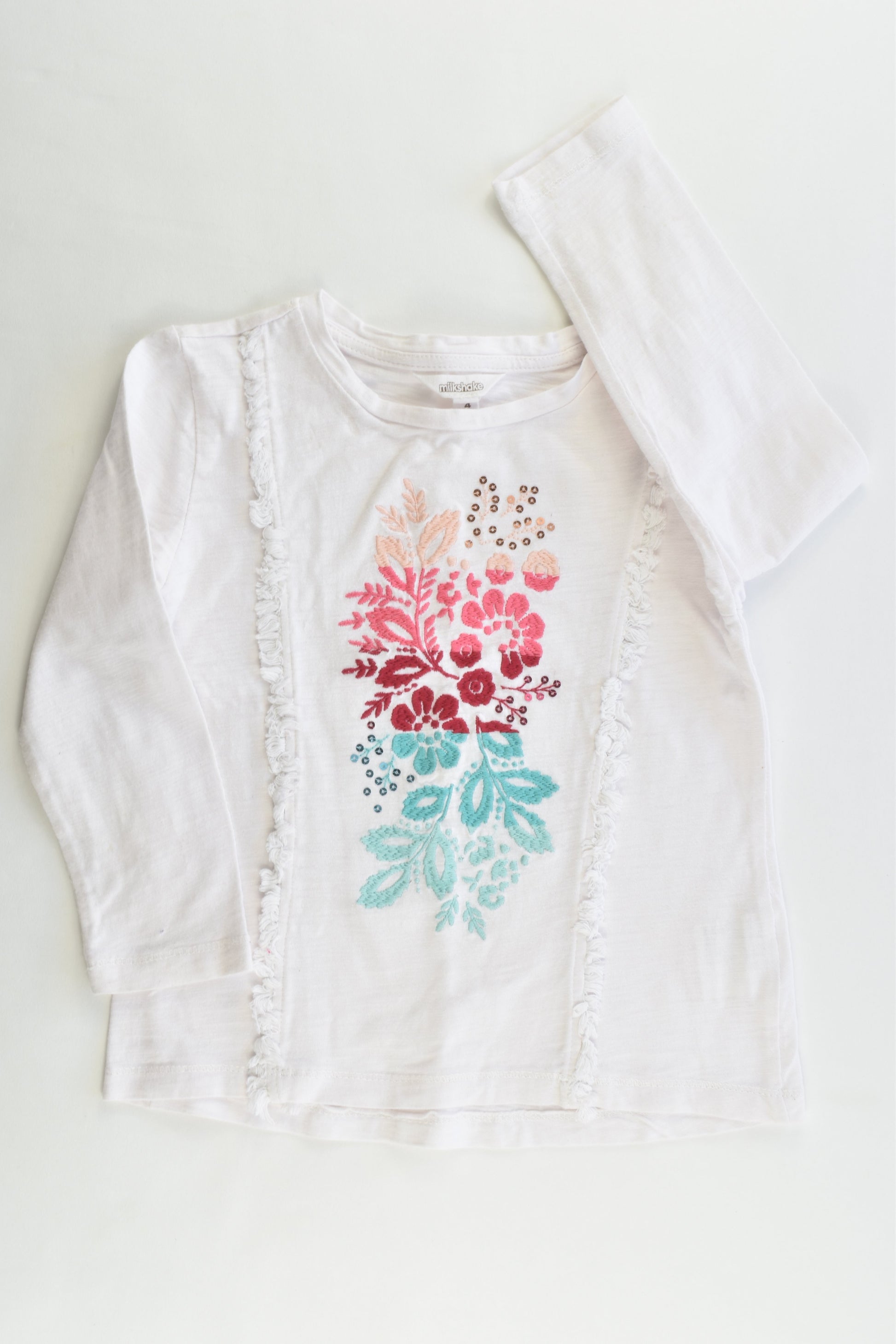 Milkshake Size 4 Top with Floral Embroidery