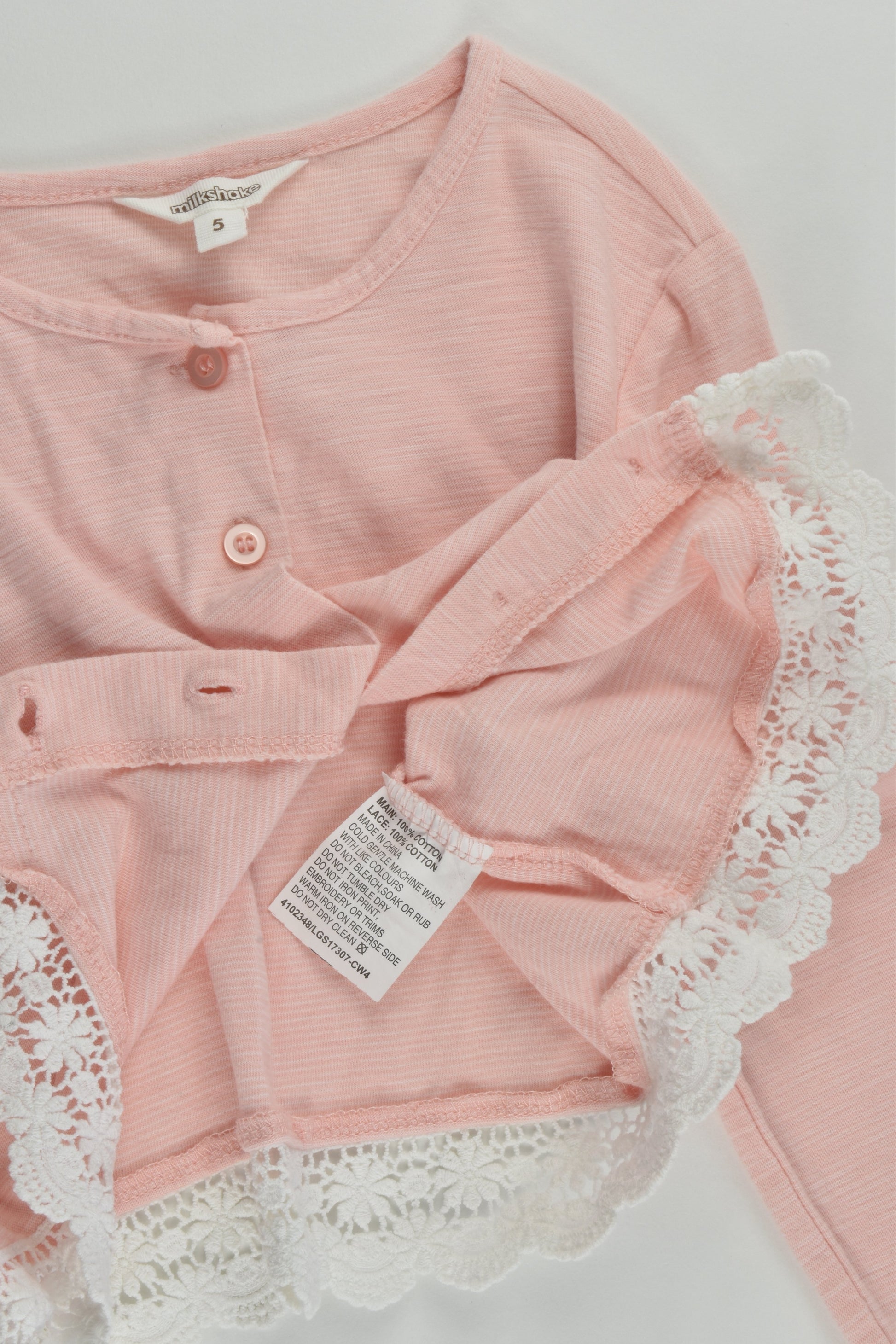 Milkshake Size 5 Cardigan with Lace Hem