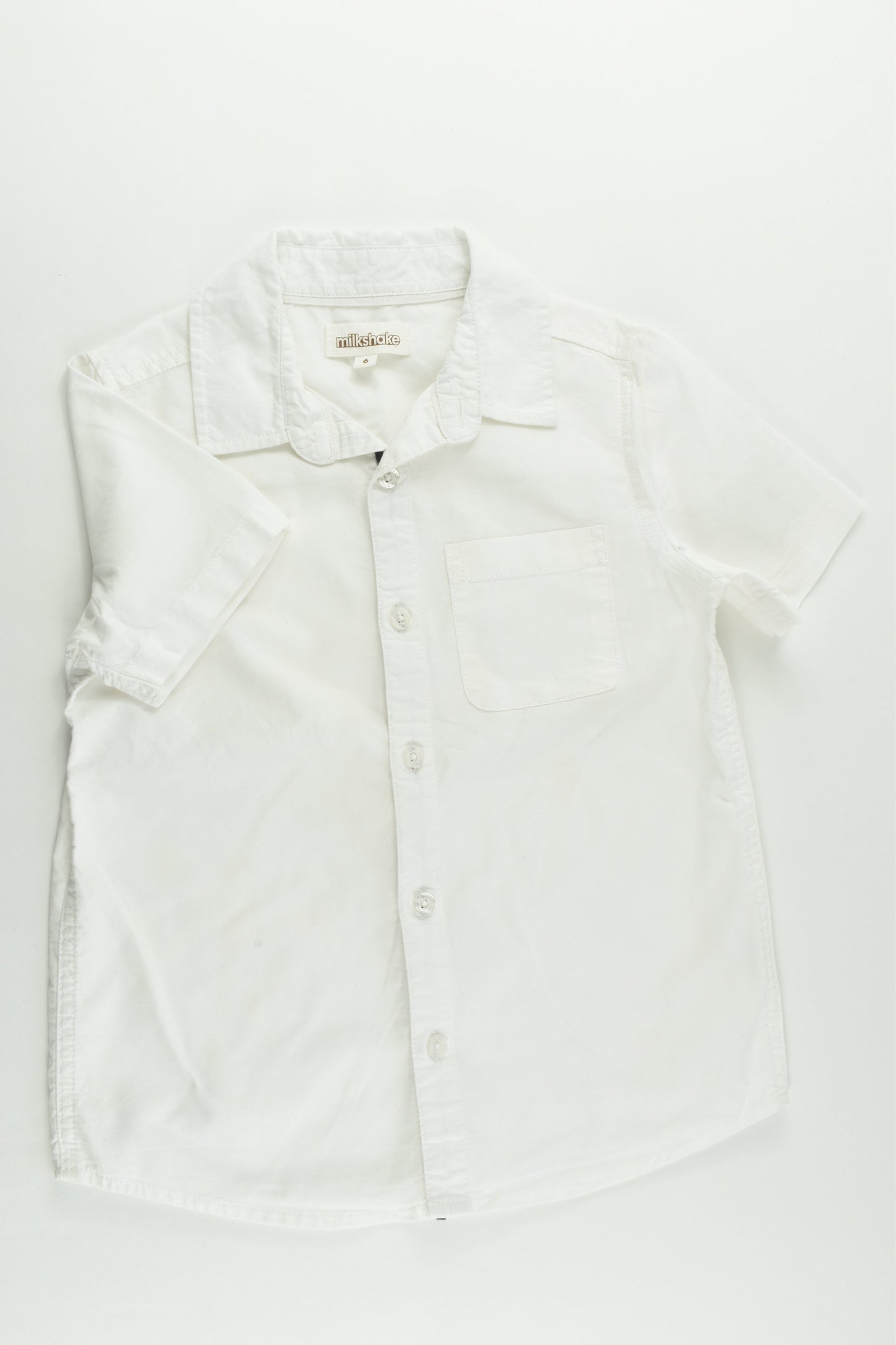 Milkshake Size 6 Collared White Short Sleeve Shirt