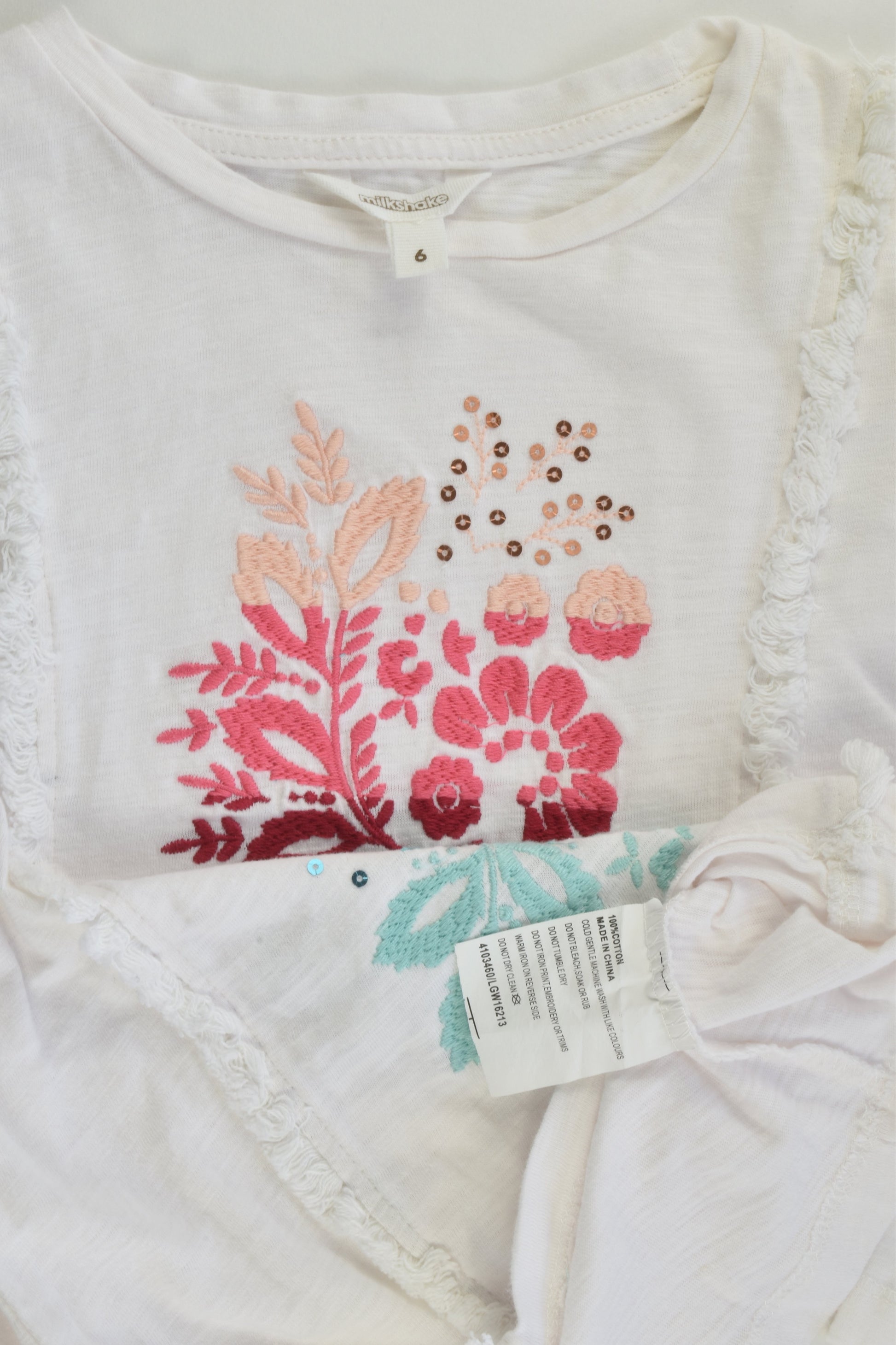 Milkshake Size 6 Floral Embroidery Top