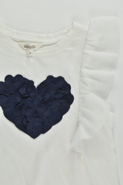 Milkshake Size 7 Ruffle Sleeves and Love Heart T-shirt