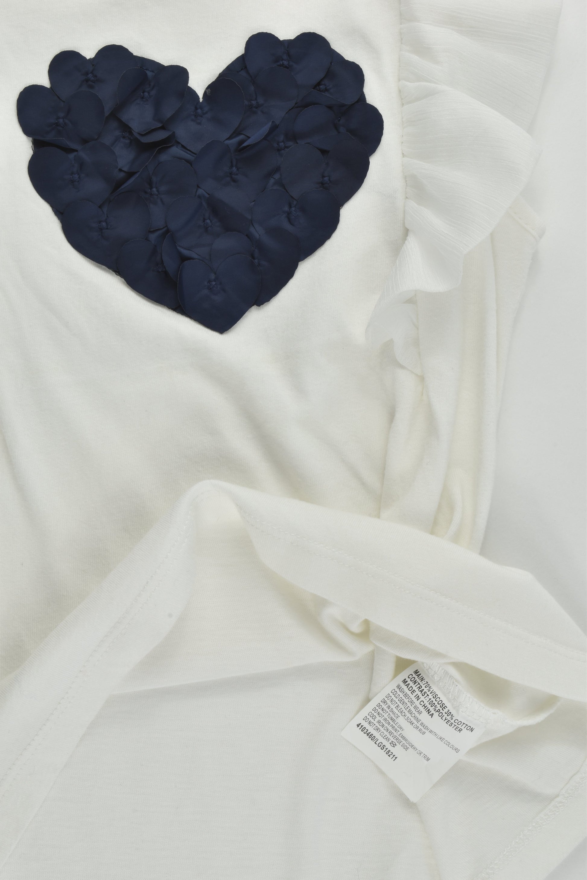 Milkshake Size 7 Ruffle Sleeves and Love Heart T-shirt