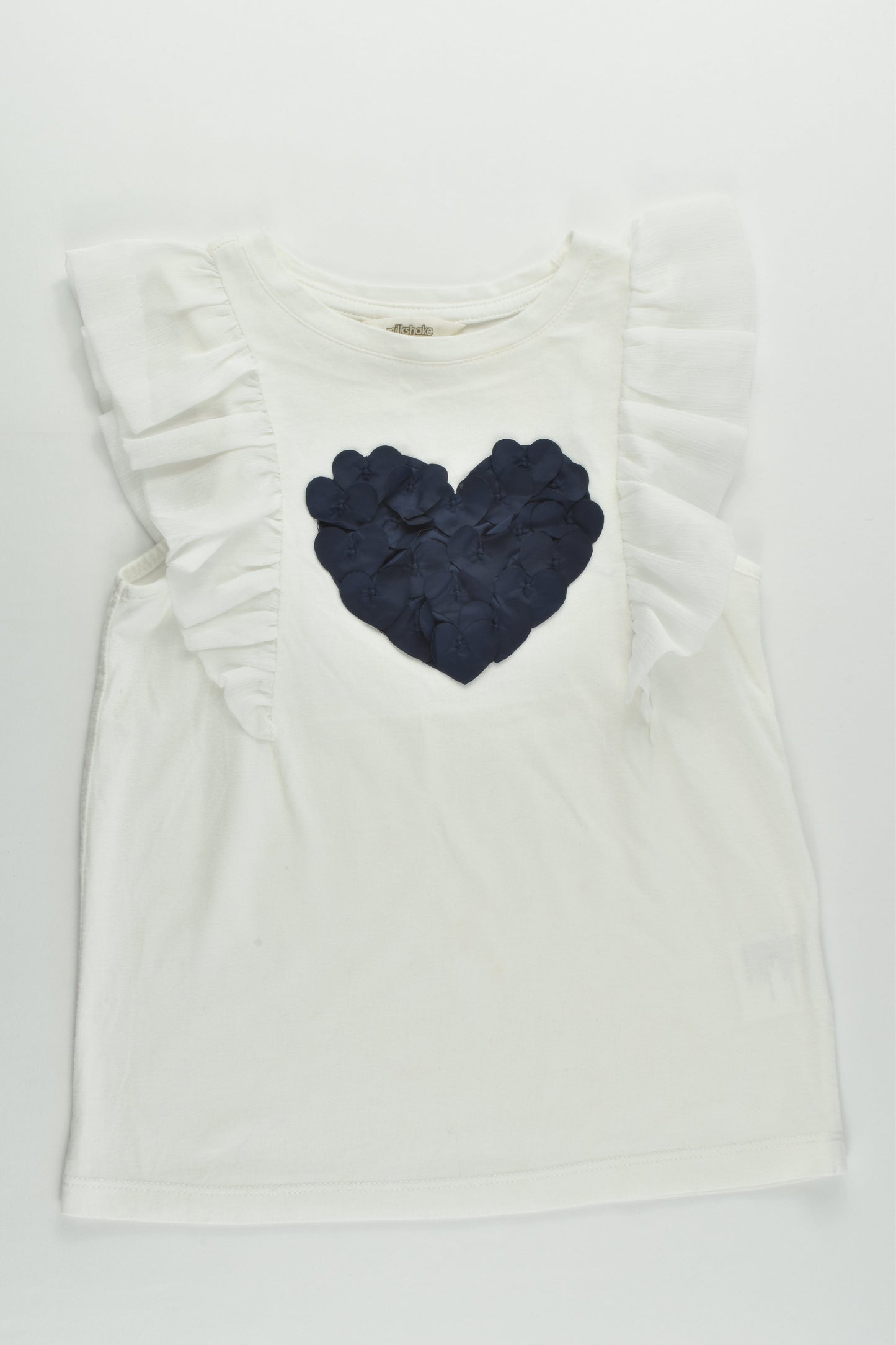 Milkshake Size 7 Ruffle Sleeves and Love Heart T-shirt