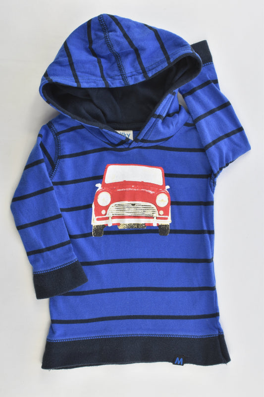 Milky Size 0 Red Car Striped Hooded Top