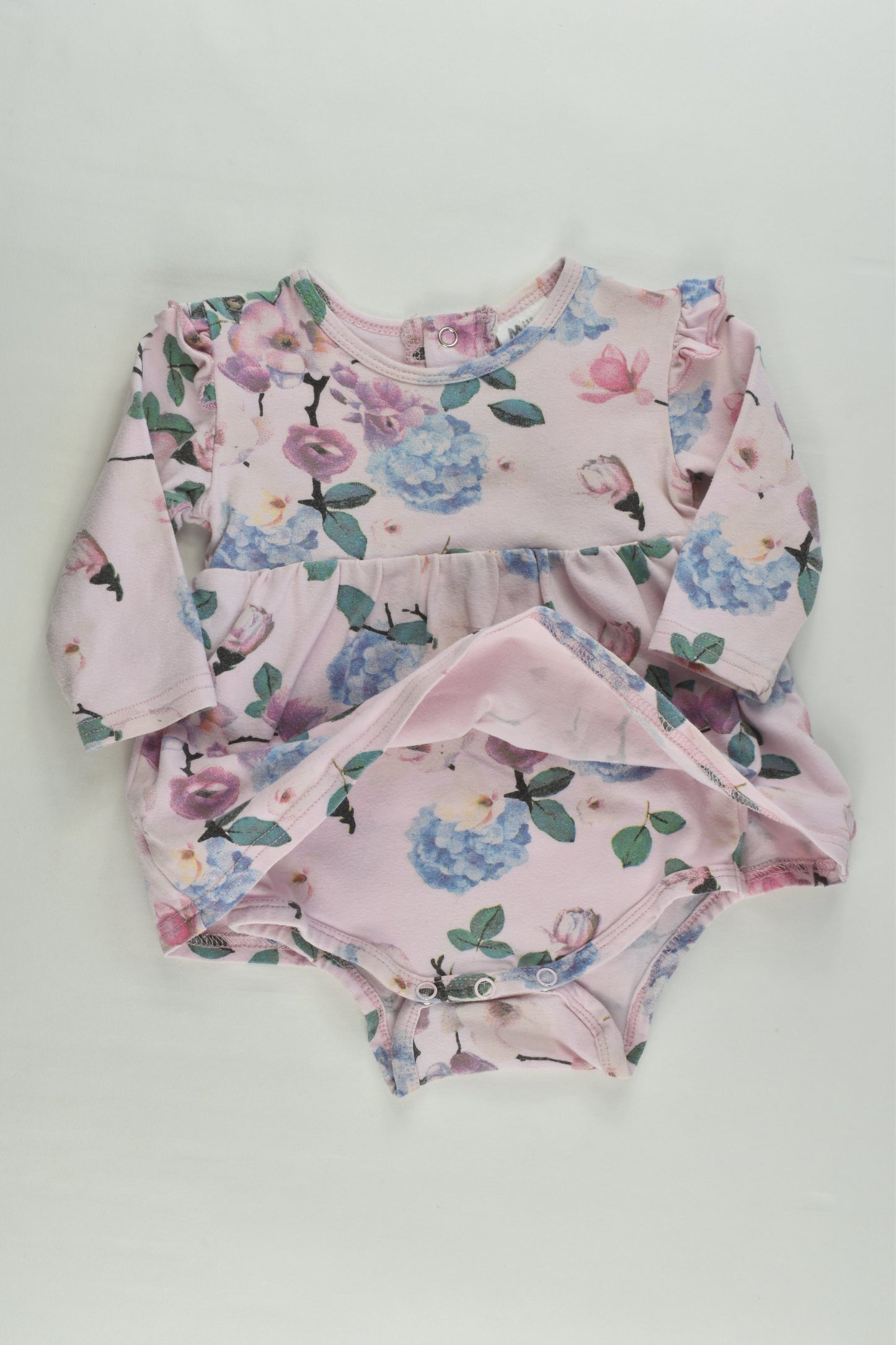 Milky Size 00 (3-6 months) Floral Dress with Bodysuit Underneath